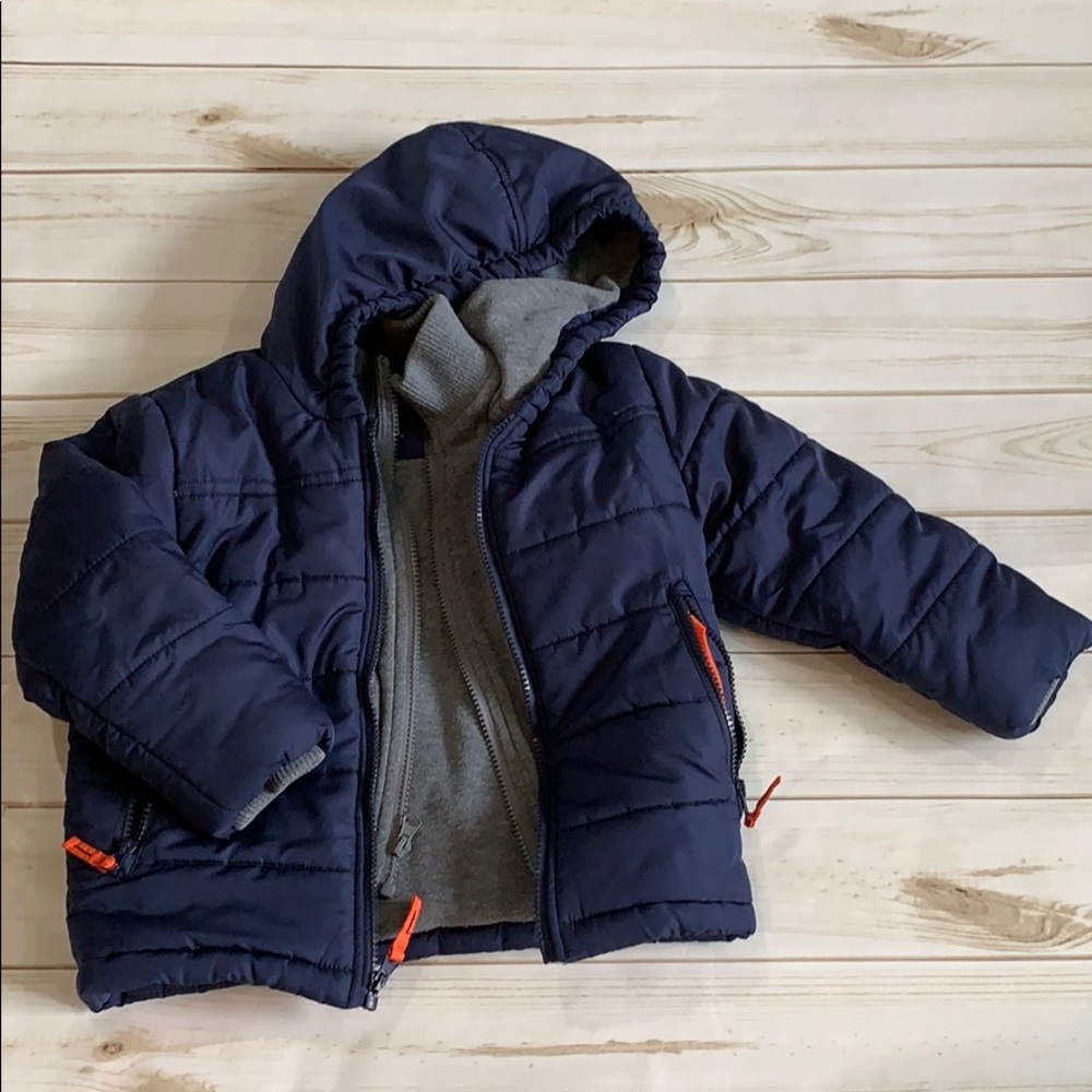 Multi Zip Up Blue Winter Coat